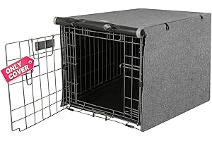 Seiyierr Dog Crate Cover - Kennel Cover Fit for 36 Inch Dog Crate, Double Door Polyester for Wire Puppy Cage Indoor Outdoor Protection, Grey