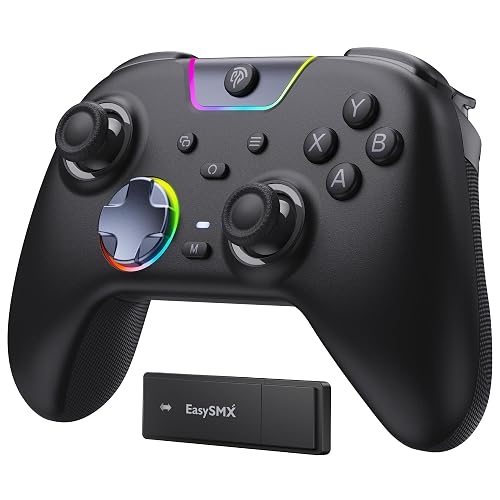 EasySMX X05 Pro Wireless PC Controller, Upgraded 2-Stage Triggers, Soft Click Buttons, Hall Joysticks, 1000Hz Polling, 8-Way D-Pad, 1000mAh Battery, Multi-Platforms Controller for PC/Switch/Android/iOS, Black