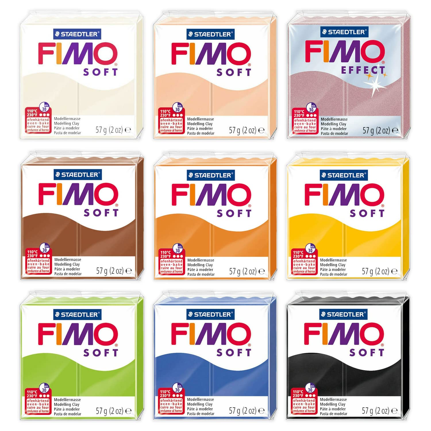 FIMO Soft & Effect Polymer Oven Modelling Clay - 57g - Set of 9 - The Japandi Collection
