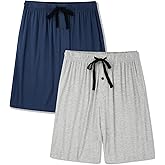 BAMBOO COOL Men's Pajama bottoms Lounge Sleep Shorts Soft Comfortable Breathable Pajamas Shorts with Pockets 2 Pack