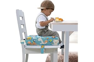 FUNCORITY Toddler Booster Seat for Dining Table, Portable Booster Seat for Kitchen Chair, 4 Inch High-Density Foam Cushion with Adjustable Safety Straps and Non-Slip Bottom, Perfect for Kids Travel and Daily