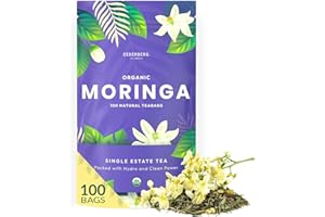 Organic Moringa Herbal Tea — 100 Tea Bags | Organic Herbal Tea From Single Origin | Eco-Friendly Tea Bags | Non-GMO Caffeine Free Tea With Zero Sugar | Cederberg Tea Company