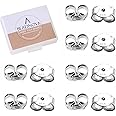 BEADNOVA 925 Sterling Silver Earring Backs Butterfly Earring Backing for Studs Locking Ear Studs Stopper Hypoallergenic Earstud Backings Replacement Secure Earstud Backs for Posts (12 pcs)