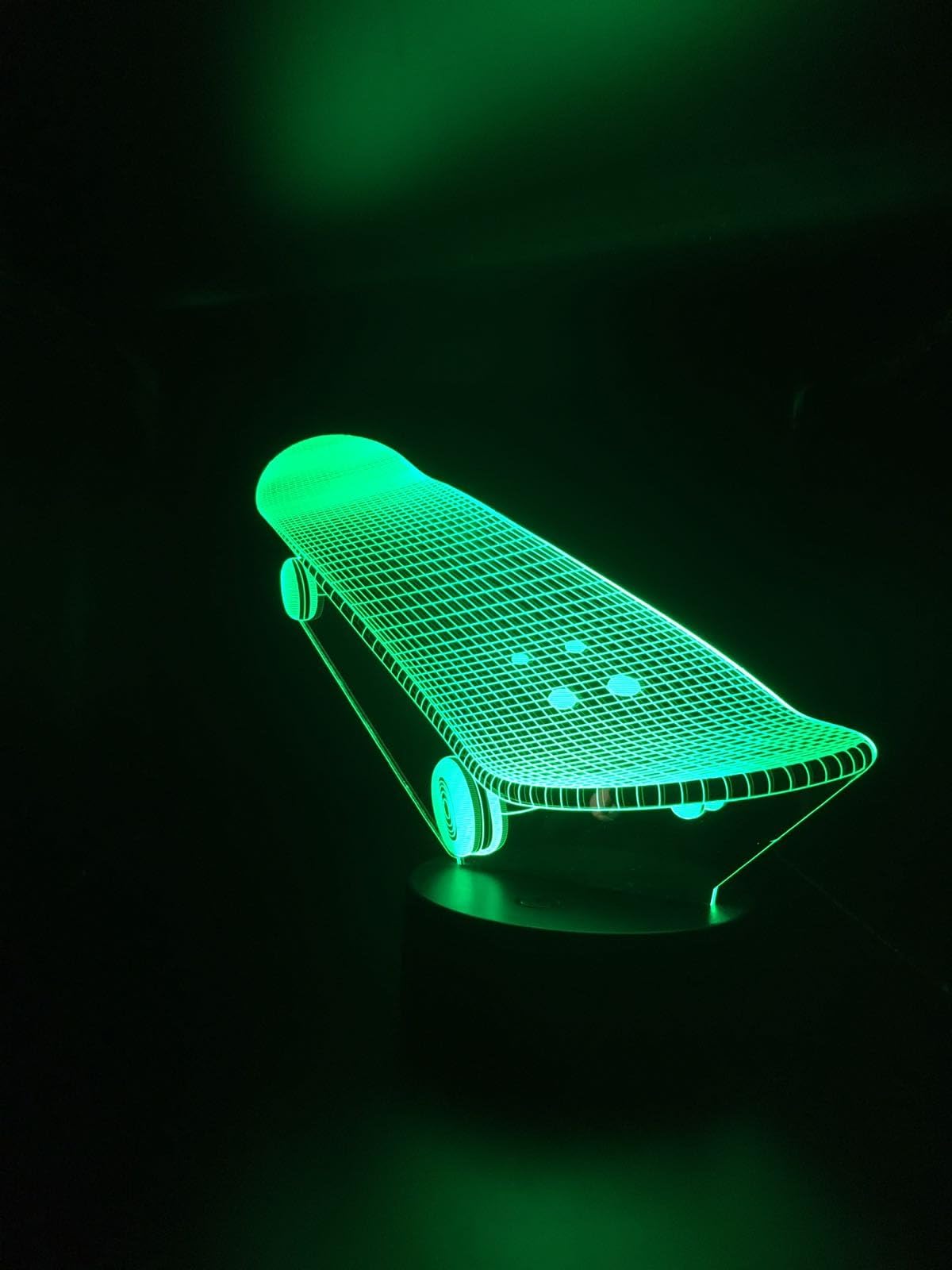 3D Skateboard illusion Led Night Desk Lamp 7 Colors Changing with USB Cable Gift for Kids (Skateboard)