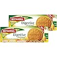 BRITANNIA Digestive Original Biscuits 14.11oz (400g) - Whole Wheat Flavor Cookies - Breakfast & Tea Time Healthy Snacks (Pack of 2)