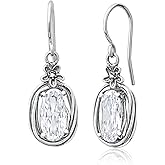Jean Rachel Jewelry 925 Sterling Silver Dangle Earrings for Women - Floral Wire Wrap with Cubic Zirconia Vintage Design - Hypoallergenic, Lead & Nickel Free - Handcrafted Statement Earrings