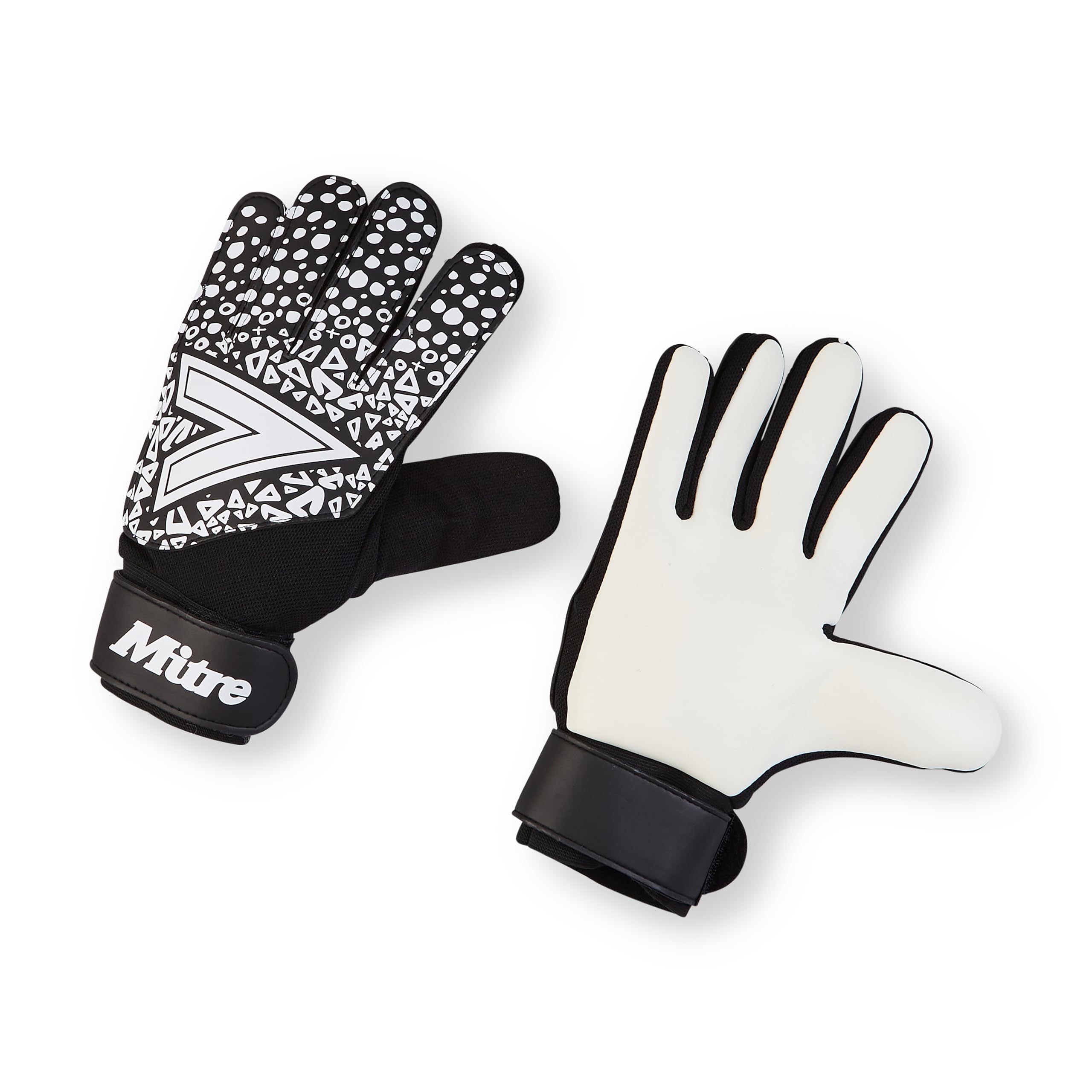Mitre Magnetite Junior Goalkeeper Gloves | Be Football Match Ready | Extra Comfort, Black/White, Size 4