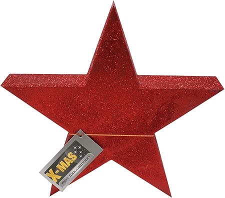 Stella Di Natale Legno.Stella Di Legno Con Glitter 27 Cm Rosso Decorazioni Di Natale Amazon It Casa E Cucina