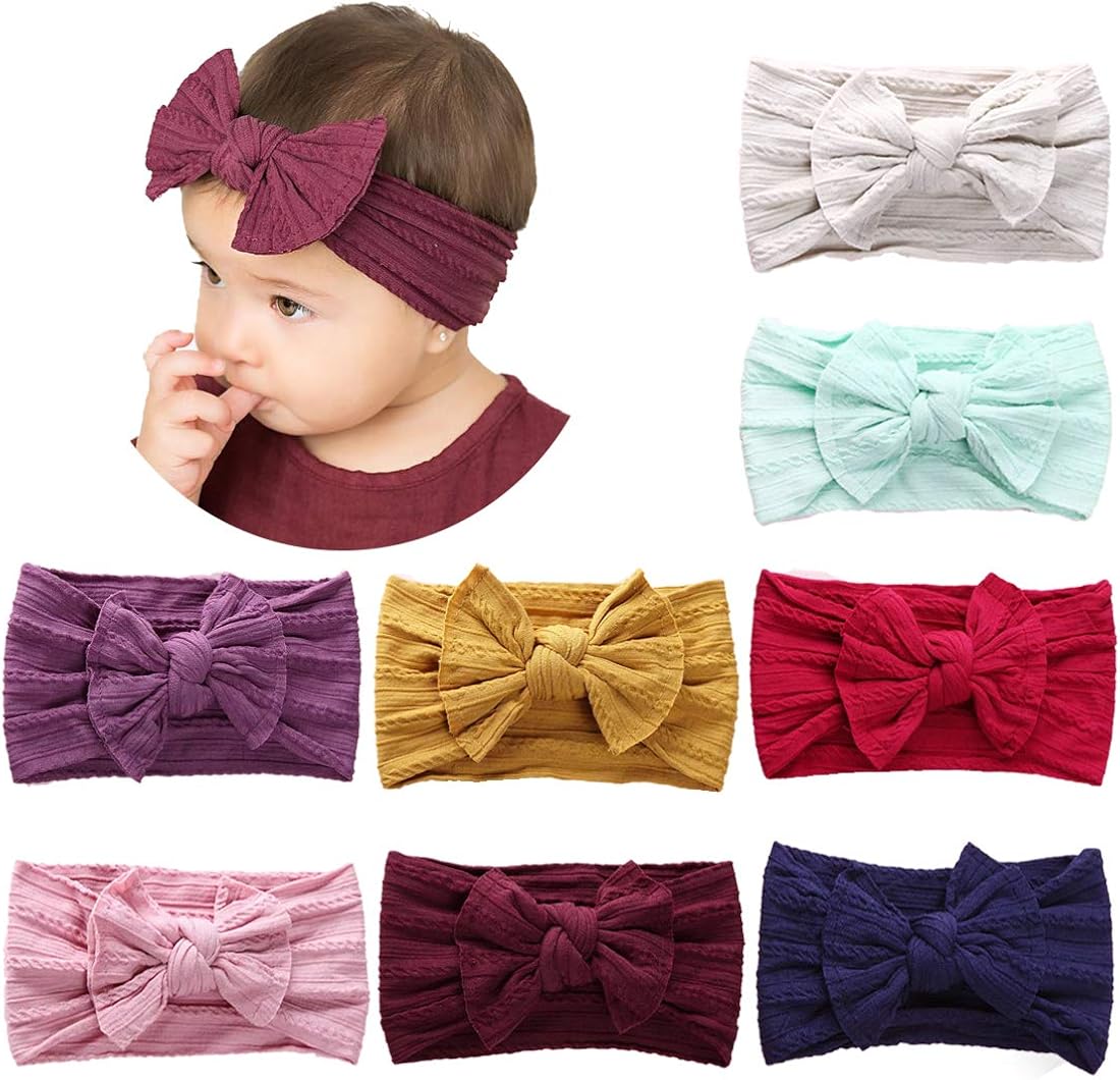Joyfeel's Store Baby Headbands Turban Knotted Girls Hairband Super Soft and Stretchy Hair Wrap for Newborn Toddle Childrens (Pack of 8 #19)