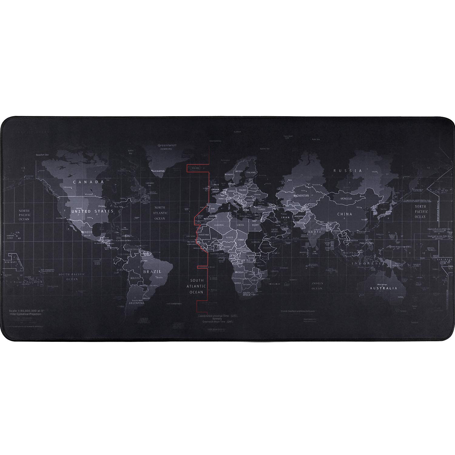 AODOOR Large Gaming Map Mouse Pad with Stitched Edge,Extended Mousepad (35.4x15.7in), Waterproof Keyboard Mat for Computers,Desktop,Laptop,Keyboard,Gamer,Office,Home,Consoles,(World Map) Black