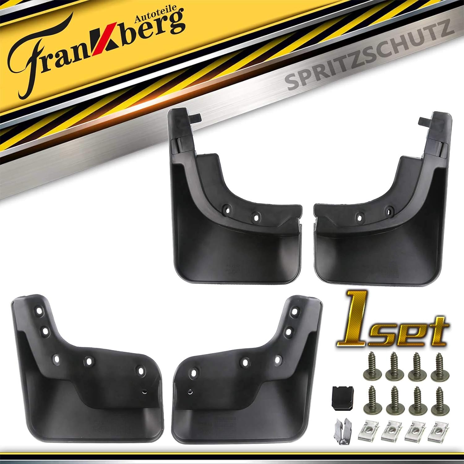 4x Splash Guards Front and Rear Compatible with T-i-g-u-a-n 5N SUV 2007-2015 5N0075101, black