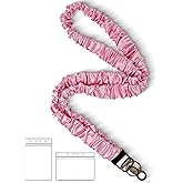 Lanyardio Stretchy Scrunchie Lanyard for ID Badges Keys, Cute Teacher Lanyard for Women with 2 Card Holders 19.6 Inch