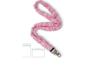 Lanyardio Stretchy Scrunchie Lanyard for ID Badges Keys, Cute Teacher Lanyard for Women with 2 Card Holders 19.6 Inch