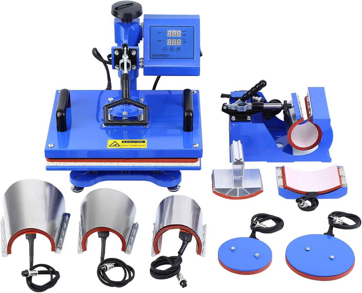 TryE Digital Heat Press Machine Swing Away Transfer Printer Sublimation T-Shirt Mug Plate Hat 12" x 15" (8 in 1)