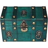 Vintage Wooden Treasure Chest, Jewelry Storage Box with Lock, Classical Storage and Decorative Box, Large Capacity Vintage De