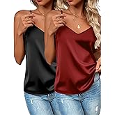 Zeagoo Women's Silk Satin Tank Tops 2026 V Neck Adjustable Spaghetti Strap Sleeveless Camisole Summer Basic Blouse