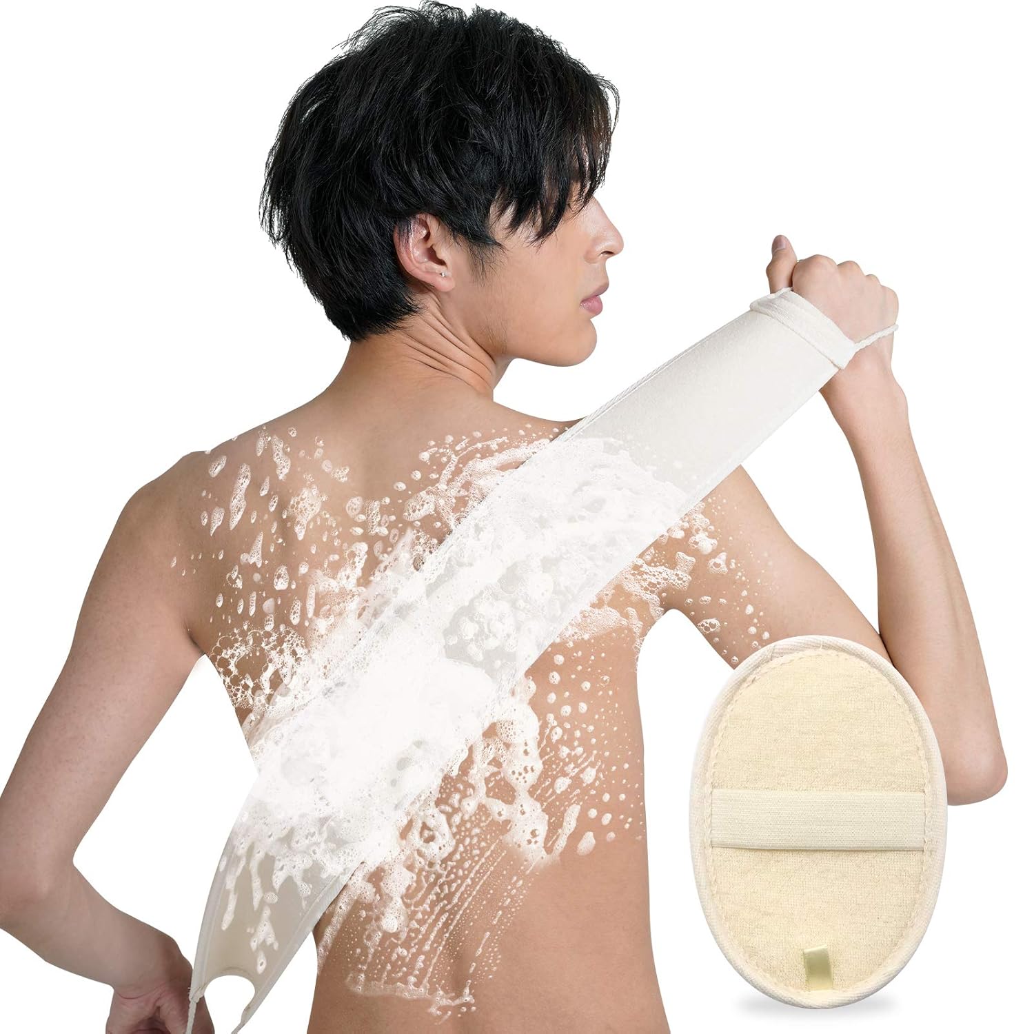 Loofah Exfoliating Back Scrubber, Shellvcase Natural Loofah Back Scrubber, Back Exfoliator, Shower Loofah Set for Women and Men, Bath Shower Scrubber Loofah Sponge to Deep Clean Relax Your Body: Beauty