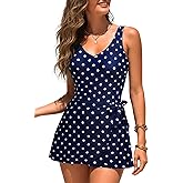 Yonique One Piece Swimdress for Women – Tummy Control Swimsuit with Skirt 2026 V Neck Wrap Tie Side Bathing Suit Dress