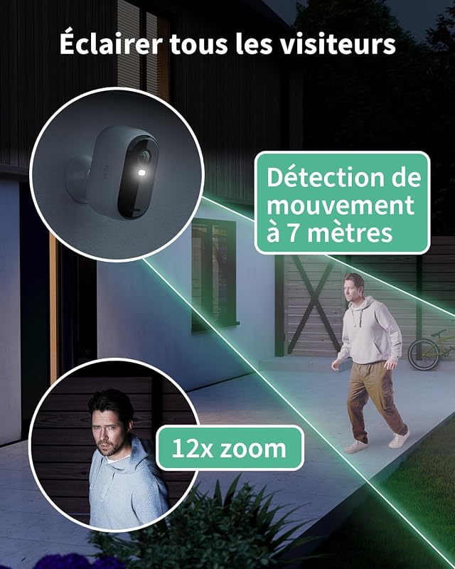Essential 2, Caméra de Surveillance WiFi, Vidéo HD, 3 Caméras + Solar