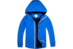 UMMTOM Boys Rain Jackets Lightweight Waterproof Hooded fleece Raincoats Windbreakers for Kids