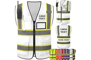 Custom Logo Safety Vest–Reflective High Visibility 2-Tone Work Vest for Men Construction Jacket Vests with Zipper Pockets