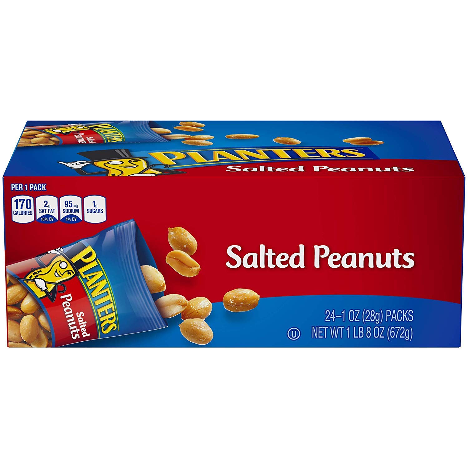 PLANTERS Salted Peanuts, 1 oz. Bags (24 Pack) Snack Size Peanuts with