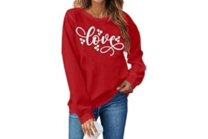 LHBNK Valentines Day Sweatshirt Women Love Heart Shirts Valentine Pullover Long Sleeve Tops