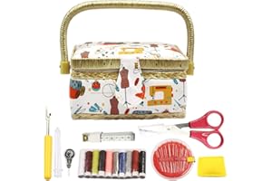 FLRHSJX Sewing Basket with Sewing Kit Accessories,Small Sewing Organizer Box with Supplies DIY Sewing Kit(Orange)