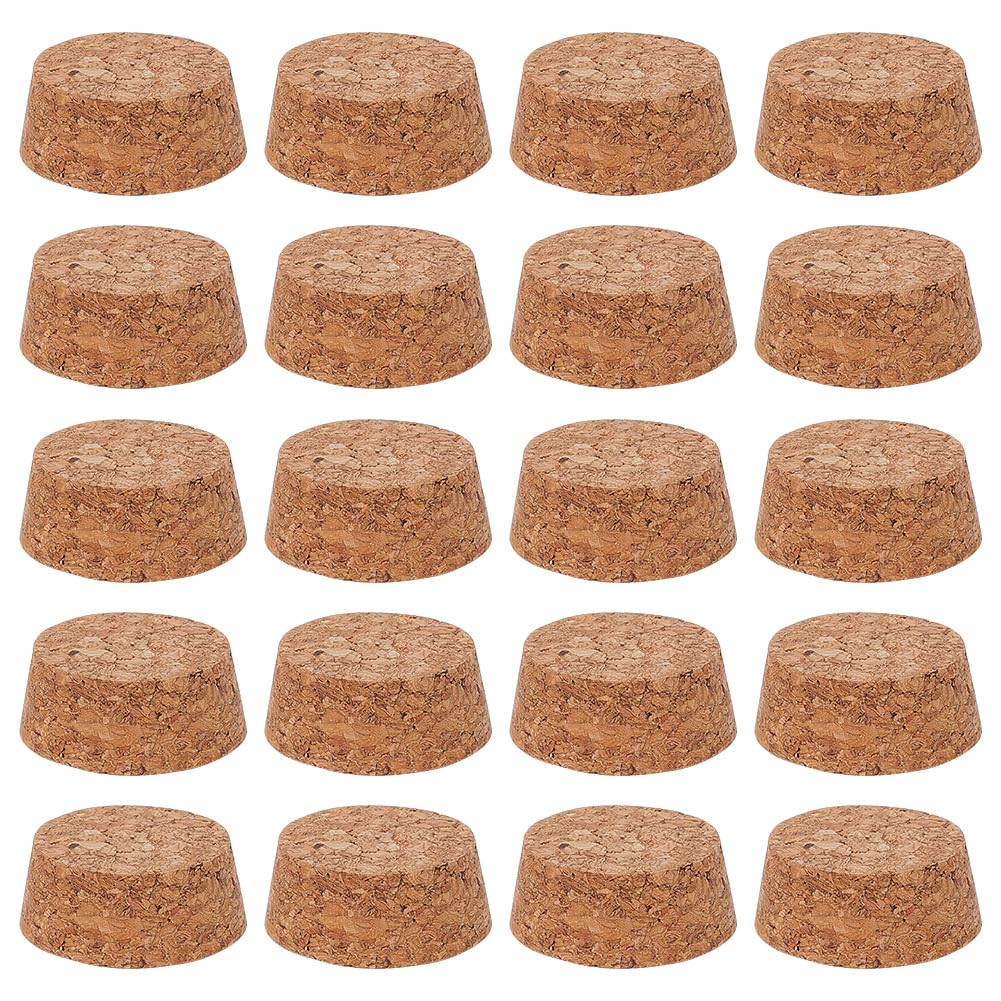 BENECREAT 20Pcs Wooden Tapered Cork Plugs, BurlyWood Soft Wood Corks for Wine Beer Bottle Crafts, 38mm in Diameter, 16mm Thick