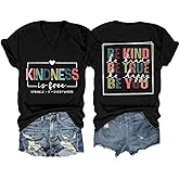 Be Kind Shirt for Women,Kindness is Free Letter Graphic T-Shirt Inspirational Saying Tees Casual Short Sleeve Tops