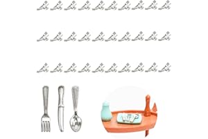 AYDINIDS 90 Pcs Miniature Knife Fork Spoon 1:12 Mini Kitchen Cutlery Set for Mini House Fairy Garden Decoration Accessories DIY Ornaments Birthday Gifts, Silver