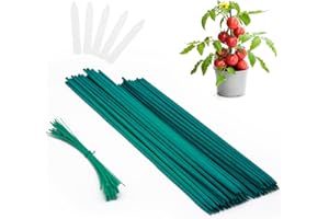 PERSZEN Plant Stakes 50 PCS Garden Green Bamboo Sticks Plant Support Stakes for Indoor and Outdoor Plants, Wooden Sign Posting Flower Pot Garden Stakes(15" 25pcs+17" 25pcs)