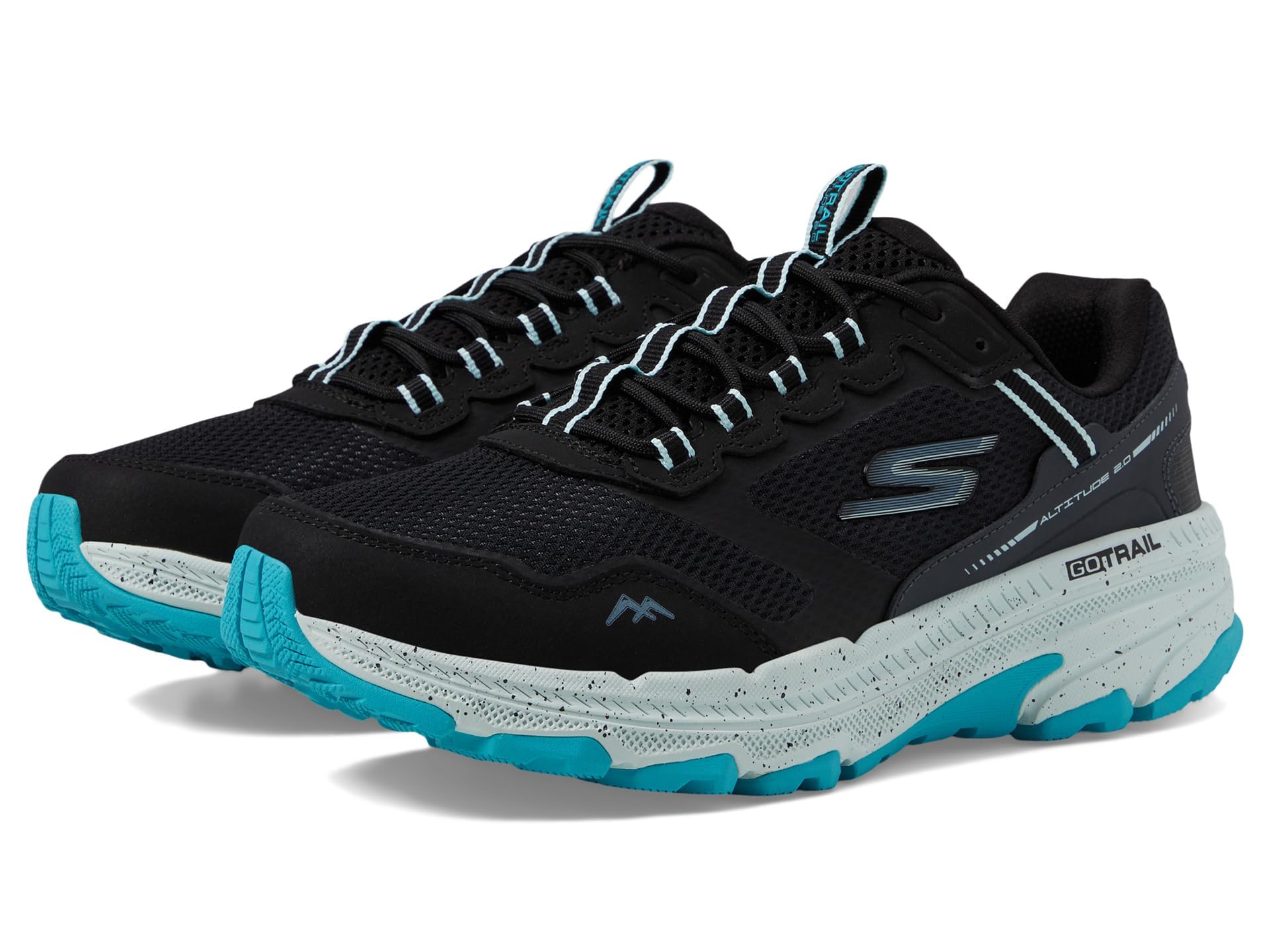 Skechers Women's GO Run Trail Altitude 2.0 - Ravine Women's Trail Running Shoes, Black/Aqua, 5 Wide Image