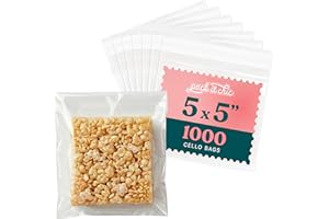 Pack It Chic - 5" X 5" (1000 Count) Crystal Clear Resealable Cello Poly Bags - Self Seal