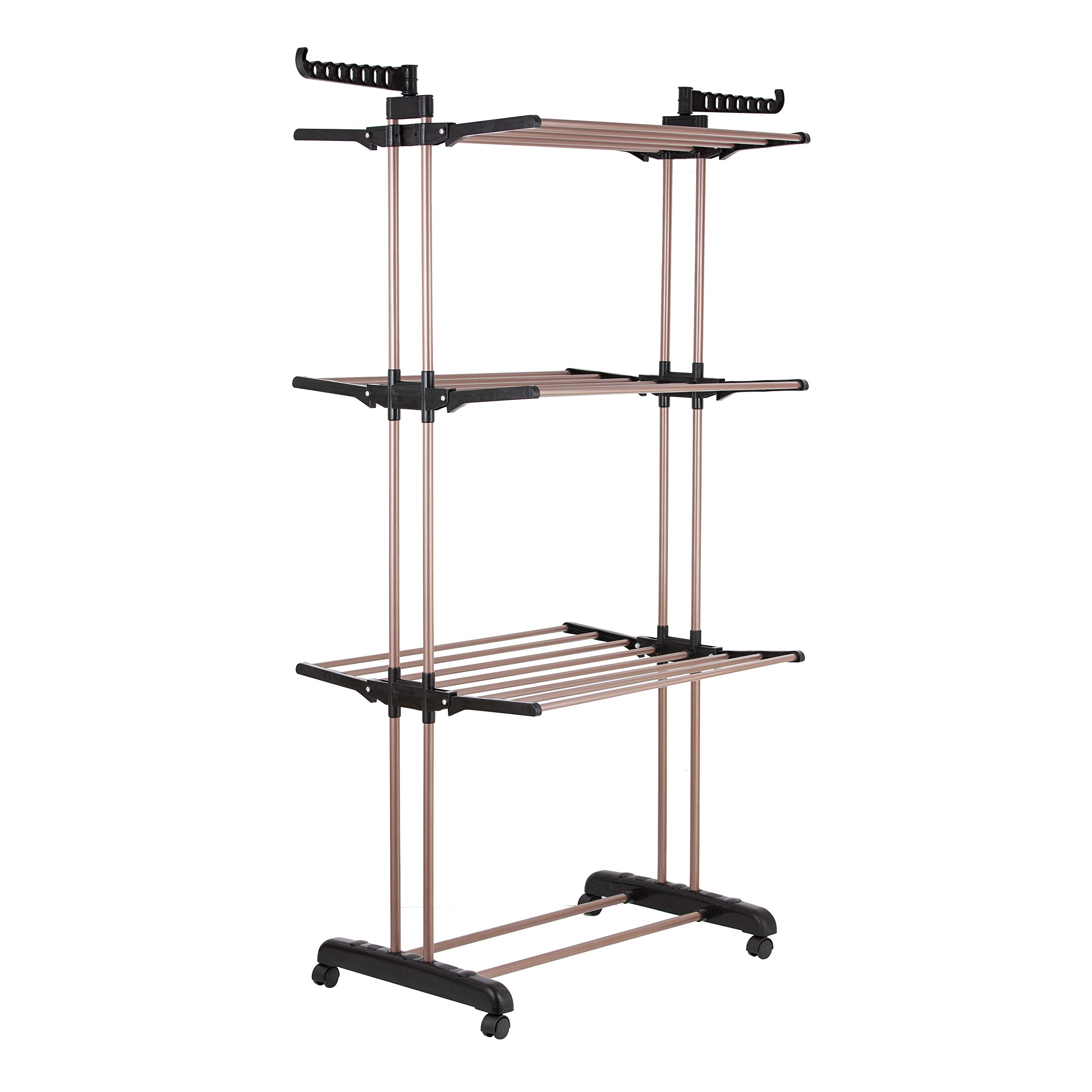 Tower T873006RGB Rose Gold Double Winged Airer, Foldable Design, Non Slip Feet, 14 m Drying Space, Steel