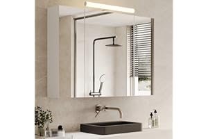 DICTAC Lighted Medicine Cabinets with Outlets & USB Ports 31.5x 23.6 Inch Bathroom Wall Mounted Storage Medicine Cabinet with Mirror and Lights Triple Doors Mirror Cabinet with Adjustable Storage Shelves