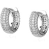 TOPGRILLZ 14K Gold-Plated Cartilage Hoop Earrings for Men, 5A+ Cubic Zirconia Small hoop Mens Earrings, Chunky Cubic Zirconia Ear Hoops, aretes para hombre