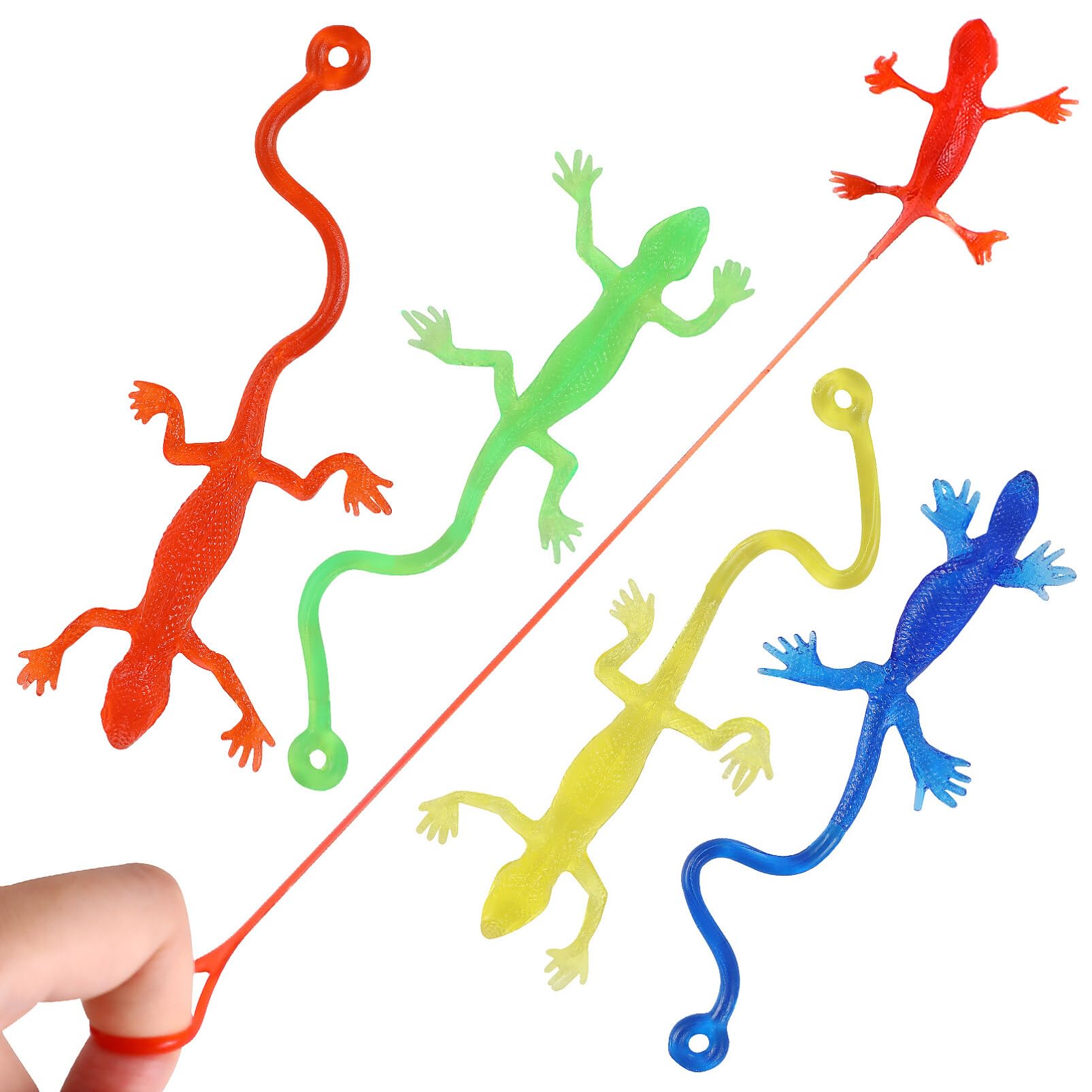 TOYANDONA 5 Pcs Stretchy Sticky Lizard Toys - Squishy Reptile Party Bag Fillers, Easter Egg Basket Stuffers, Pinata Fillers, Student Rewards