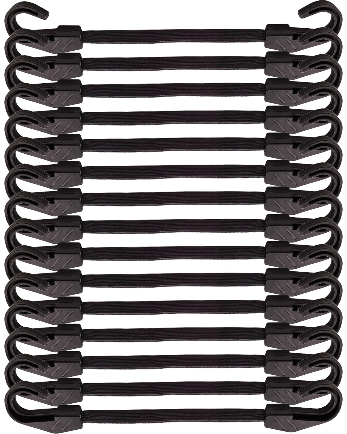 BINCKIN Bungee Cords with Hooks 30cm - 15 PCS Heavy Duty Bundy Cord with Hooks, 18mm Strong Bungee Straps with Hooks for Outdoor Camping Tarp, Tents, Bikes and Fixings (Black)