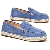 BEAU TODAY Womens Suede Loafers, Penny Loafers for Women Comfort, Casual Slip On Leather Espadrilles Loafer Flats, Lightweight Handmade Dress Work Driving Shoes