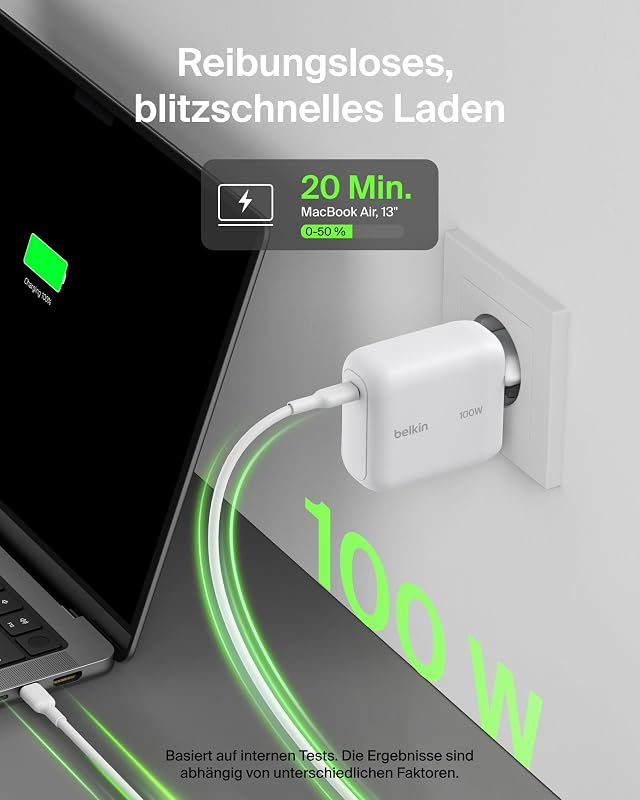 BoostCharge USB C Ladegerät, 100W, Kompaktes GaN Schnellladegerät mit Einklappbarem Stecker, Netzteil für iPhone 17, Samsung Galaxy S26, Pixel 10, AirPods, Tablet, MacBook, Chromebook – Weiß