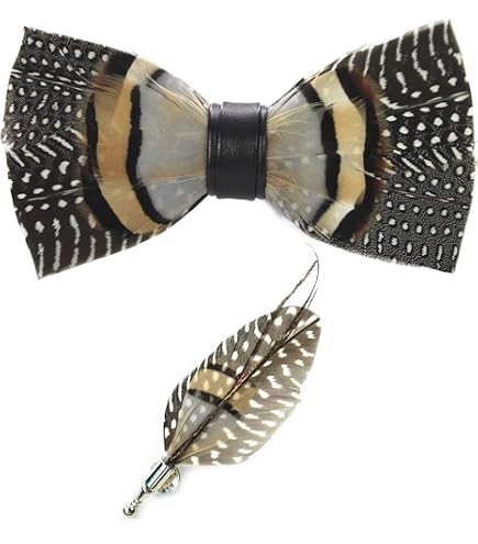Peacock Bow Tie Feather Pre-tied Bowtie Brooch Sets Tuxedo Banquet