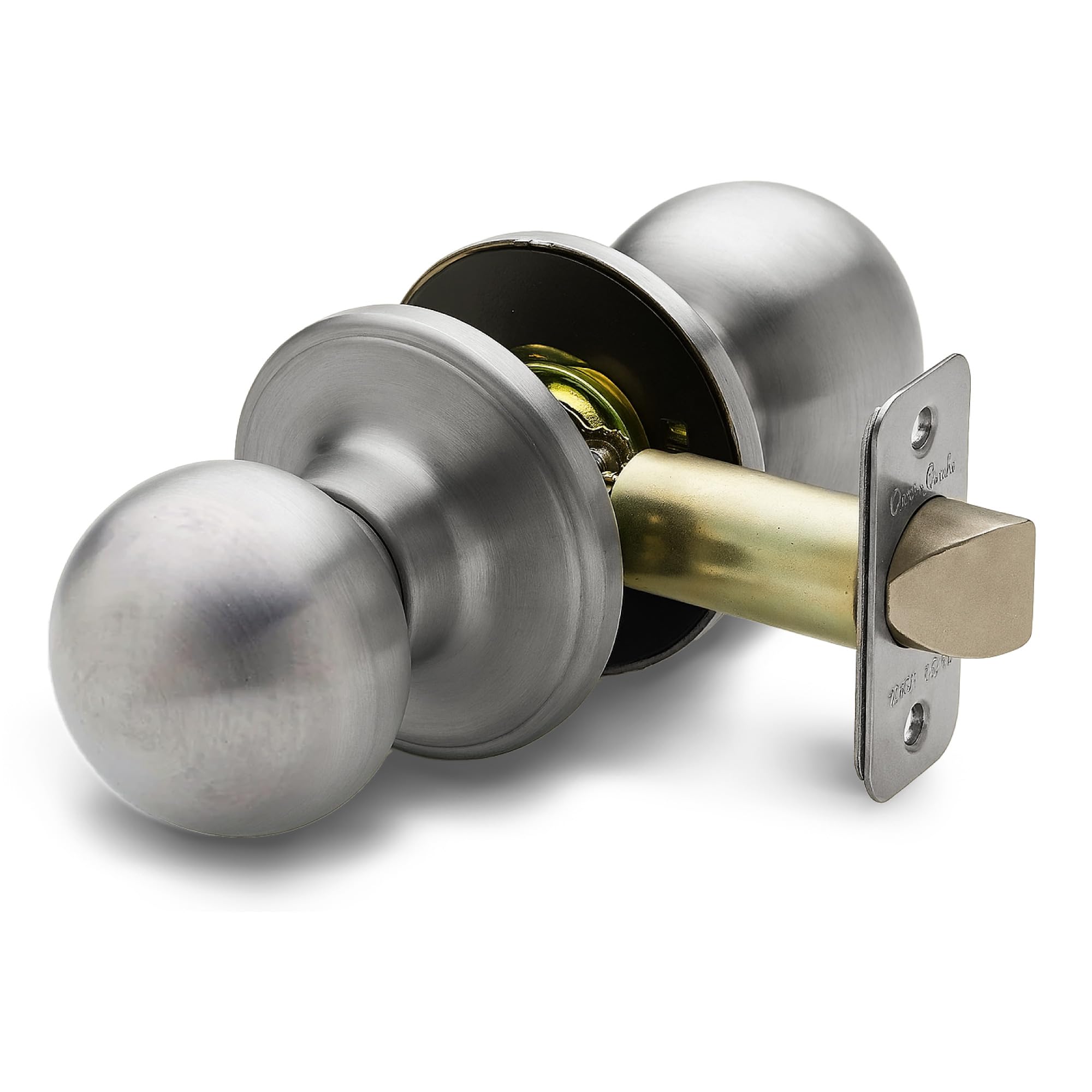 Photo 1 of Copper Creek Passage Interior Door Knob – ANSI Grade-3 Certified, Modern Heavy Duty Handle, Easy Install and Reversible for Bedroom, Bathroom & Closets – Satin Stainless (1 Pack)