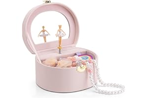Vlando Musical Jewelry Box for Girls - Birthday for Girls Ages 4 5 6 7 8-12 Year Old - Kid Music Box with Ballerina for Birthday Bedroom Decor - Light Pink