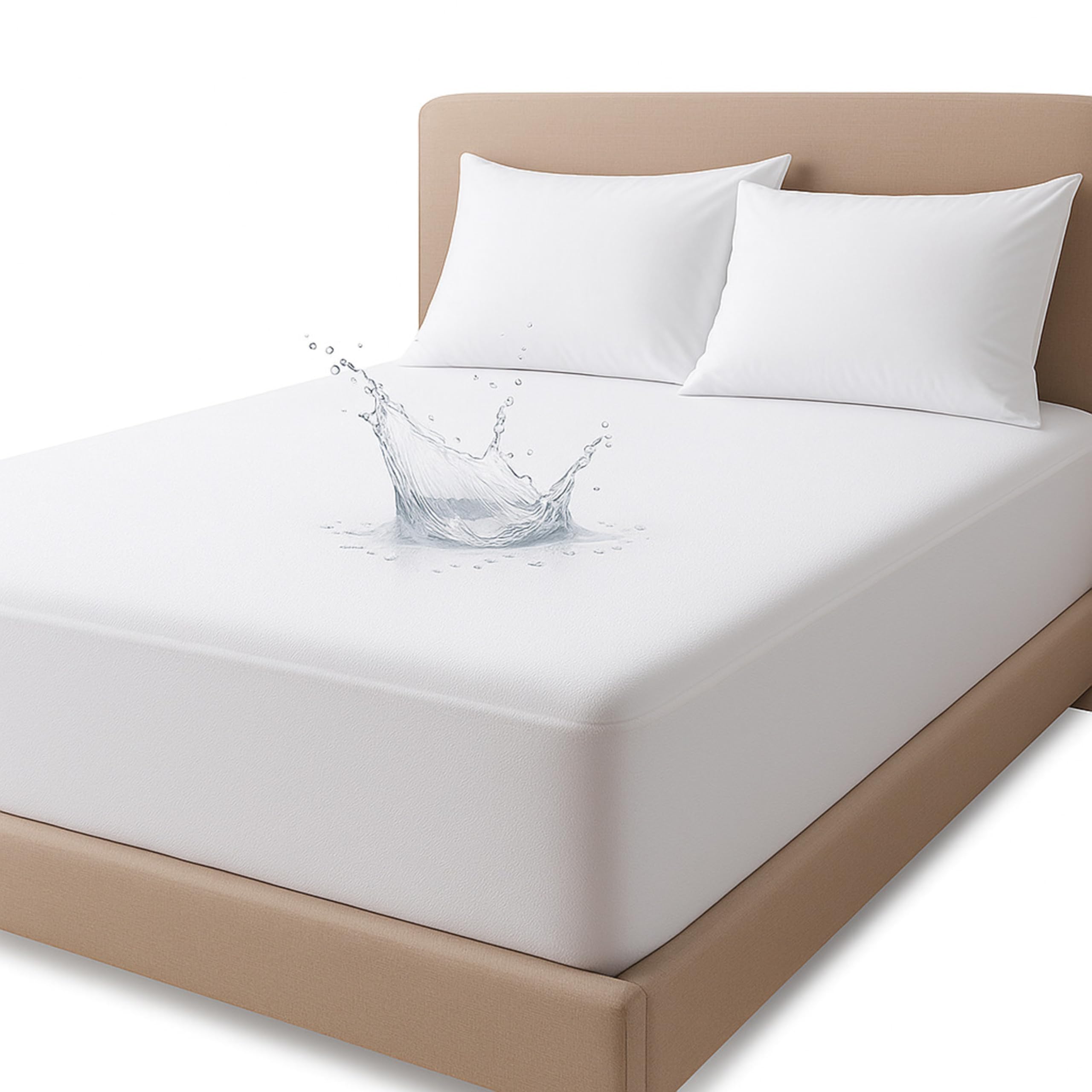 Family Bedding Waterproof Double Mattress Protector – Soft Breathable Noiseless Terry Surface with Deep Skirt 140×200 cm.