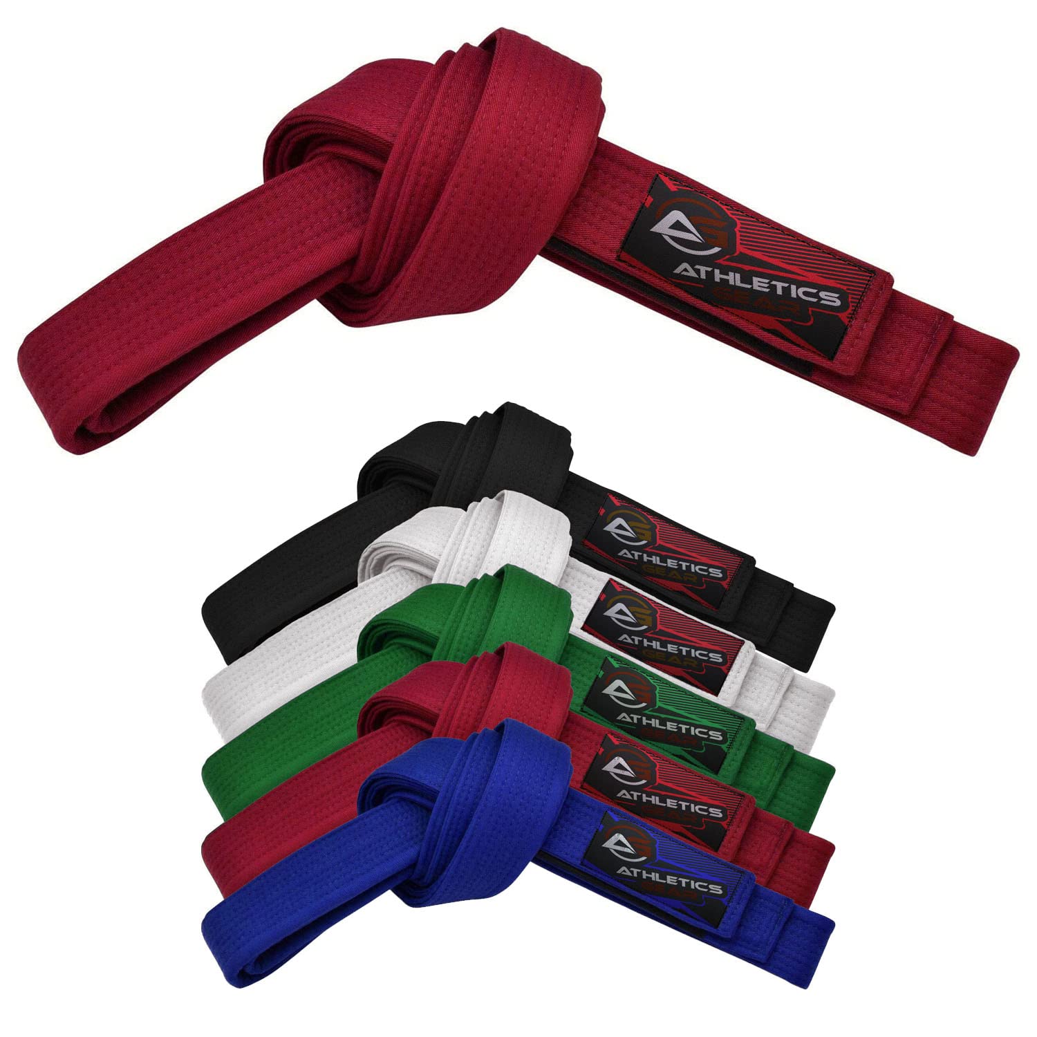 Athletics Gear AG Martial Arts Karate Belt, 100% Cotton with Multiple Stitching Belts for BJJ, Judo, Taekwondo and Karate (Red, 240cm) — image 1