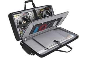 SNIGJAT DJ Controller Case for DDJ-FLX10/ DDJ-GRV6/ REV5/ REV7/ FLX6/ 1000, Padded Large DJ Controller Bag with 17.3" Laptop Compartment, Gig Bag with Multi- Pocket and Adjustable Shoulder Strap
