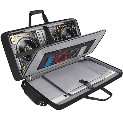 SNIGJAT DJ Controller Case for DDJ-FLX10/ DDJ-GRV6/ REV5/ REV7/ FLX6/ 1000, Padded Large DJ Controller Bag with 17.3" Laptop Compartment, Gig Bag with Multi- Pocket and Adjustable Shoulder Strap