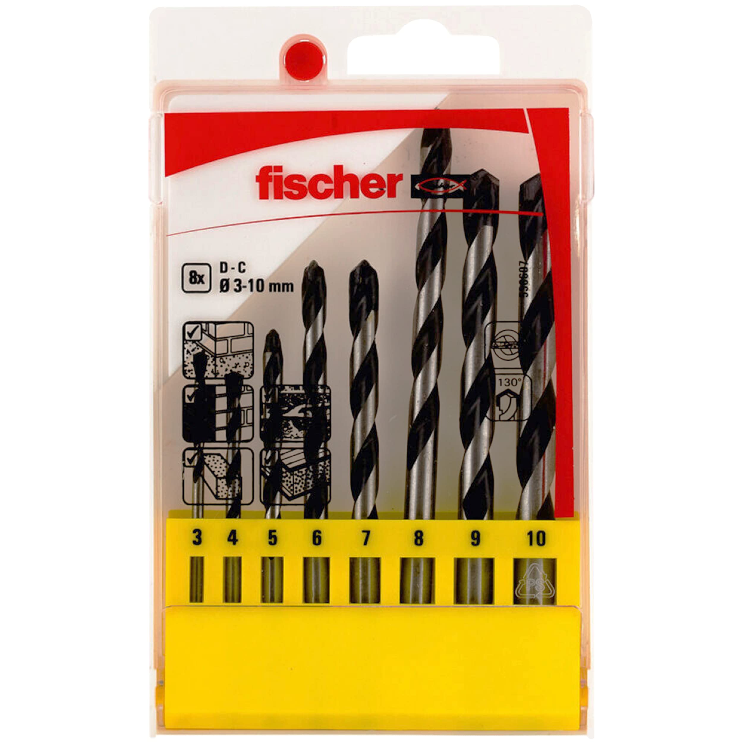 Fischer – Case No. 2 E Drill Bits – 3-4-5-6-7-8-9-10 / (Case of 8 Units), 536607