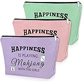 Sazuwu 3PCS Mahjong Gifts Makeup Bag Mahjong Lover Gift Mahjong Player Gift for Friend Mahjong Lucky Cosmetic Bag Mahjong Themed Items for Mom Grandma Sister Birthday Christmas Gifts Travel Pouch